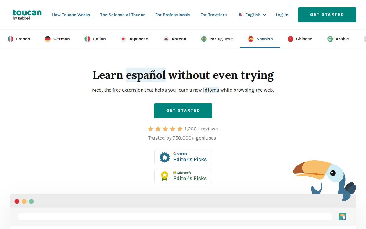 Toucan website preview