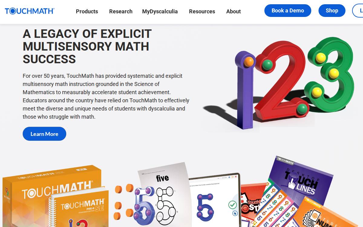TouchMath website preview