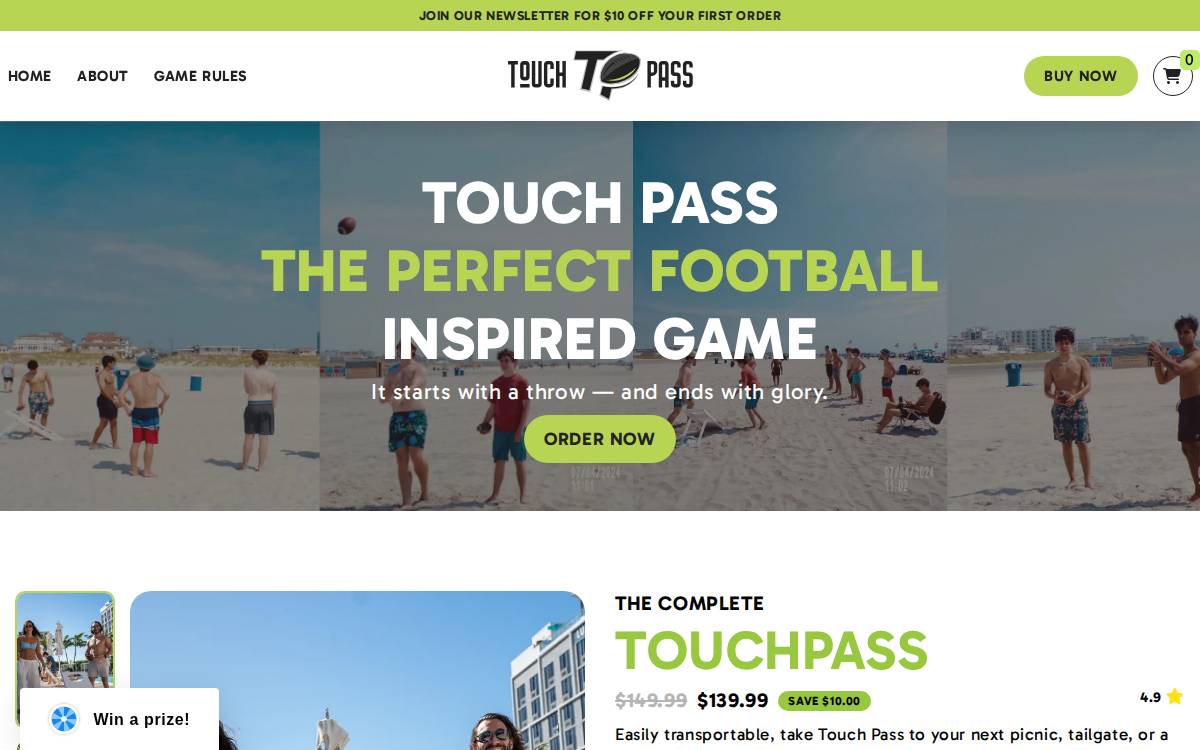 Touchpassgame website preview