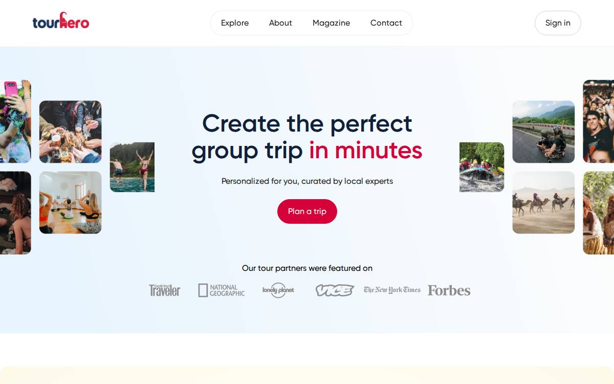 Tourhero website preview