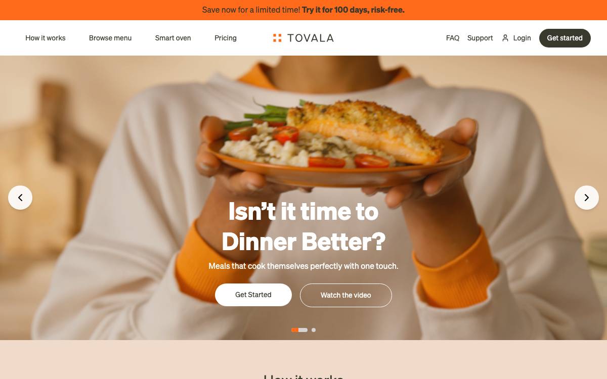 Tovala website preview