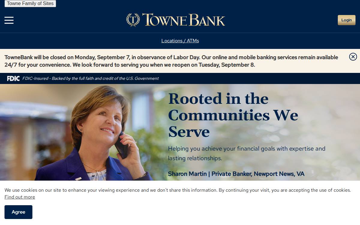 Townebank website preview