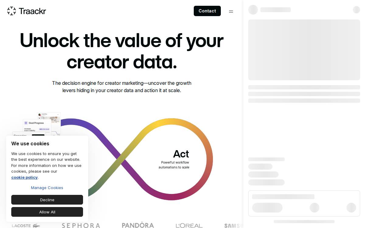 Traackr website preview
