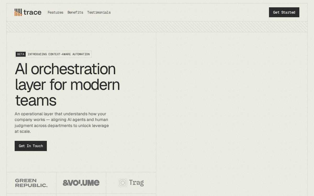 Trace website preview