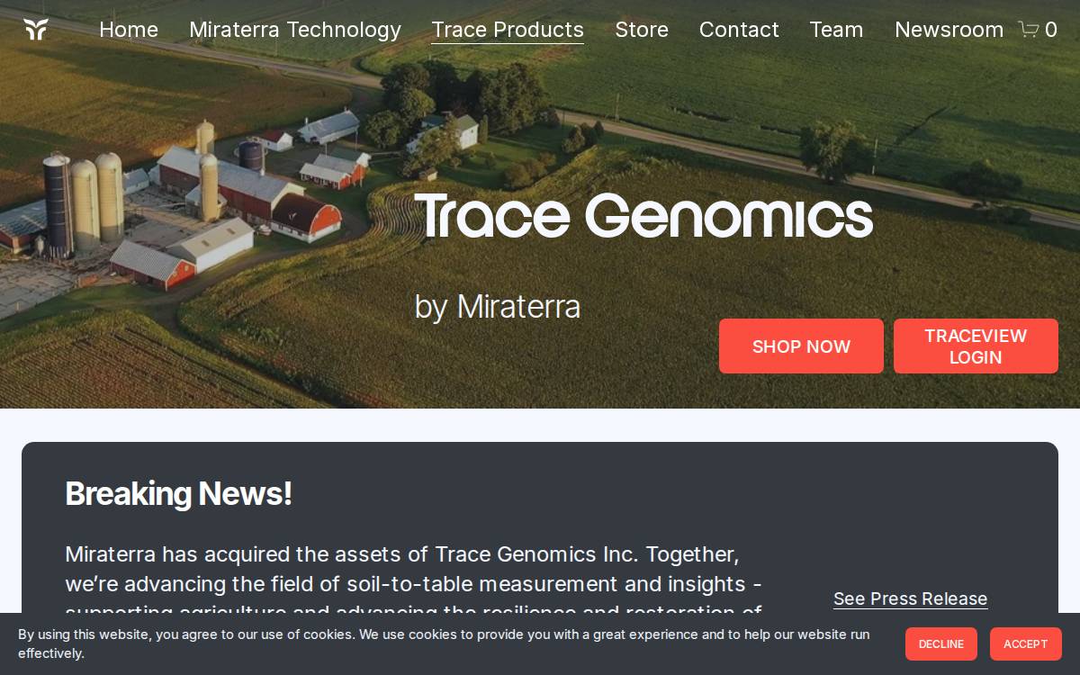 Trace Genomics website preview