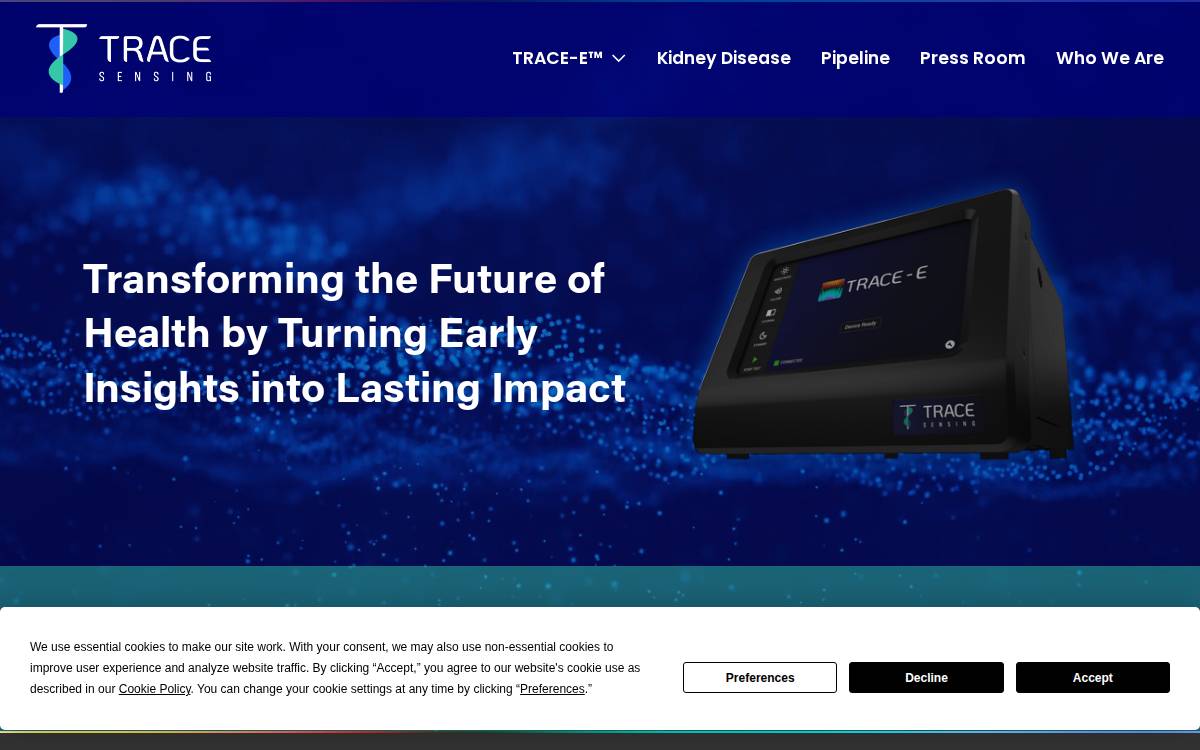 Trace Sensing Technologies website preview