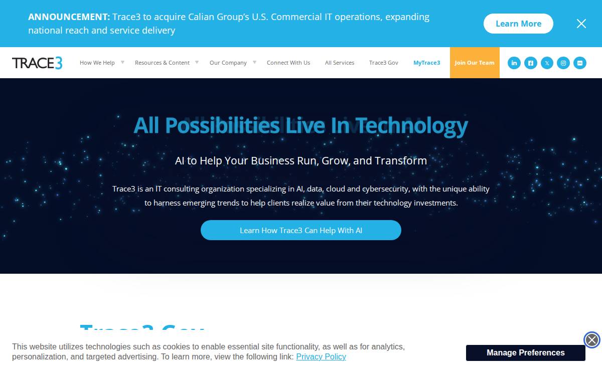 Trace3 website preview