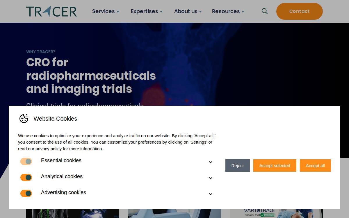 TRACER website preview