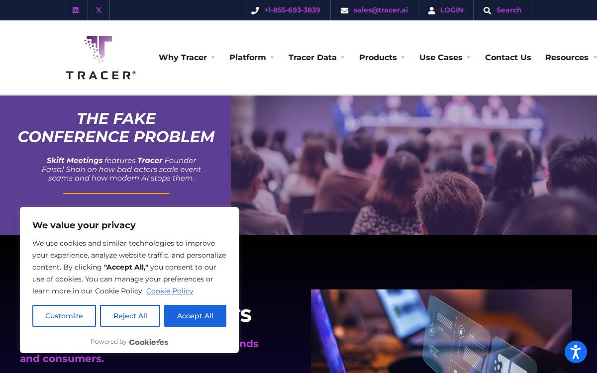 Tracer website preview
