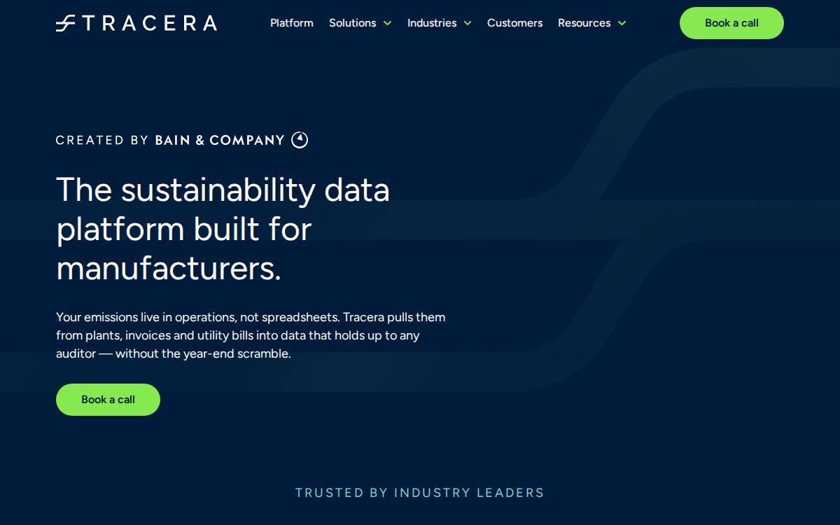 Tracera website preview