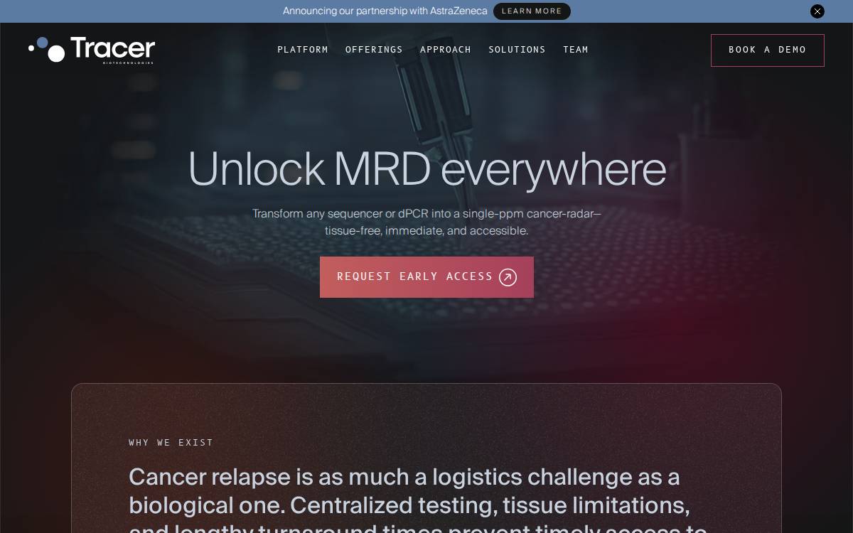Tracerbio website preview