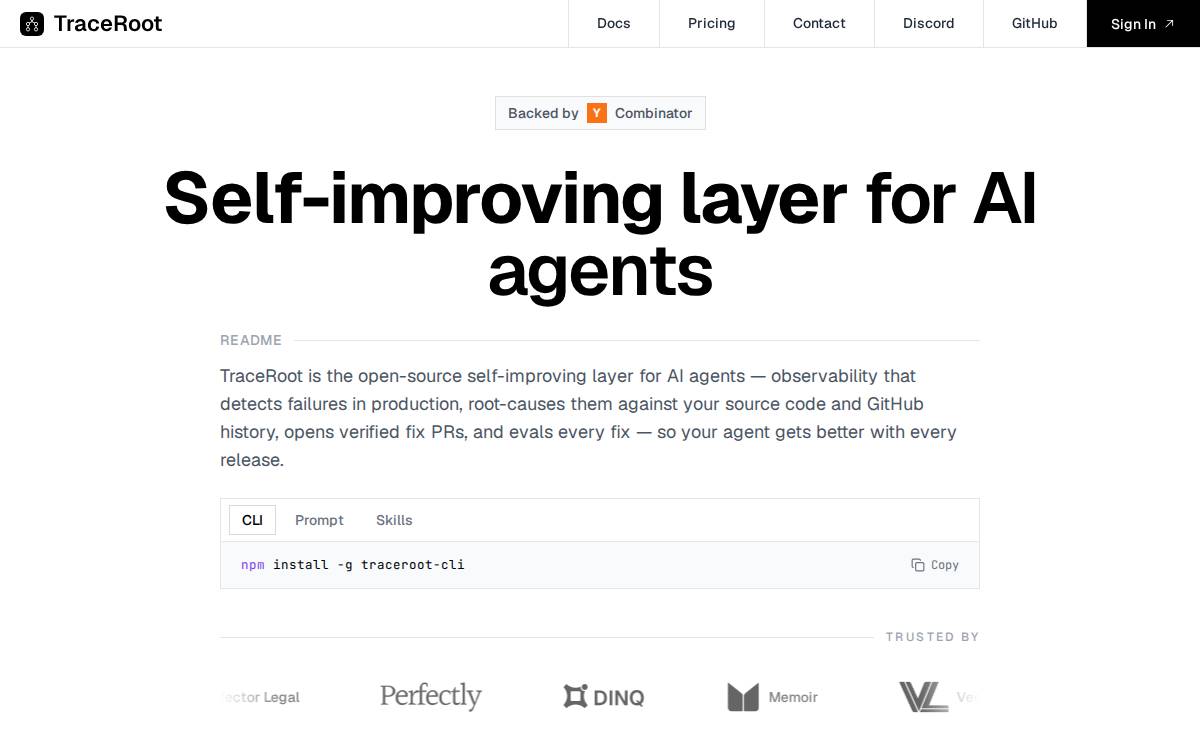 TraceRoot.AI website preview
