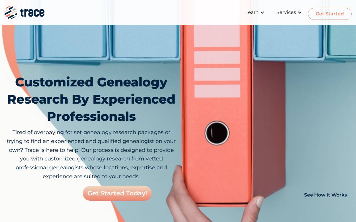 Traceyourpast website preview