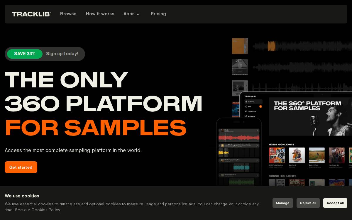Tracklib website preview