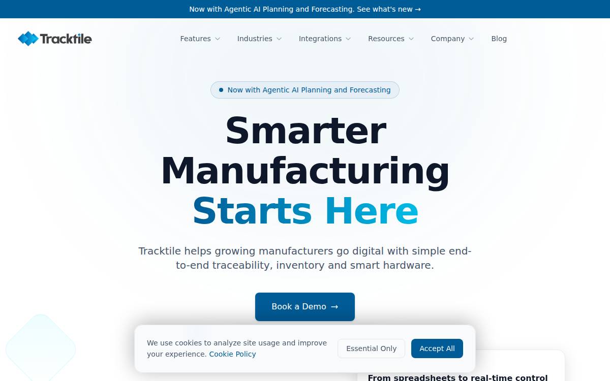 Tracktile website preview