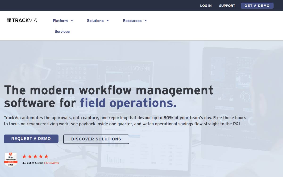 Trackvia website preview