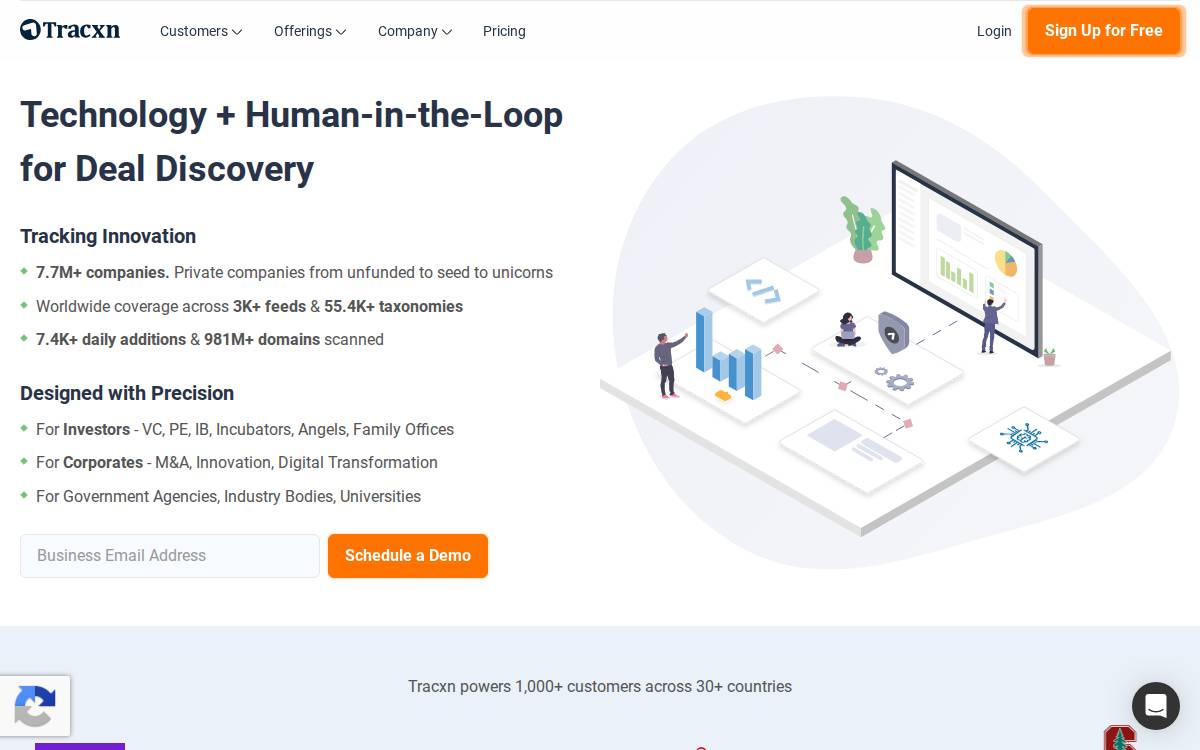 Tracxn website preview