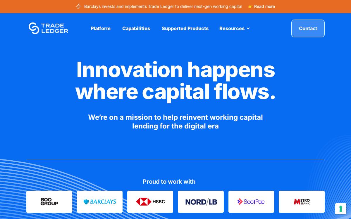Tradeledger website preview