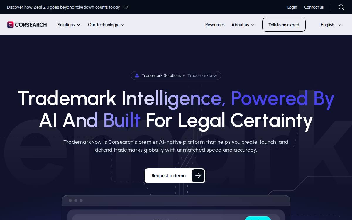 TrademarkNow website preview