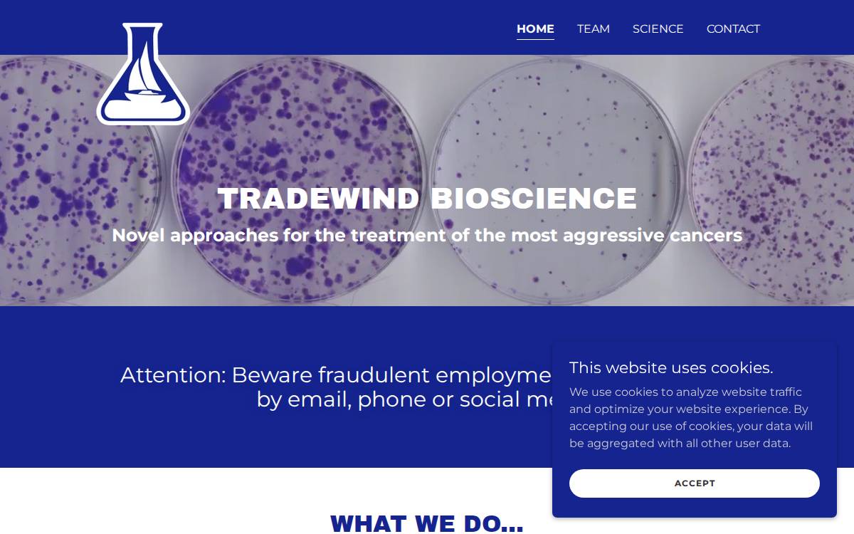 Tradewind BioScience website preview