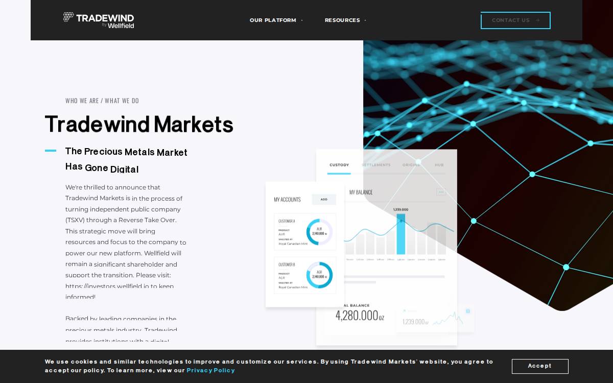 TradeWind Markets website preview