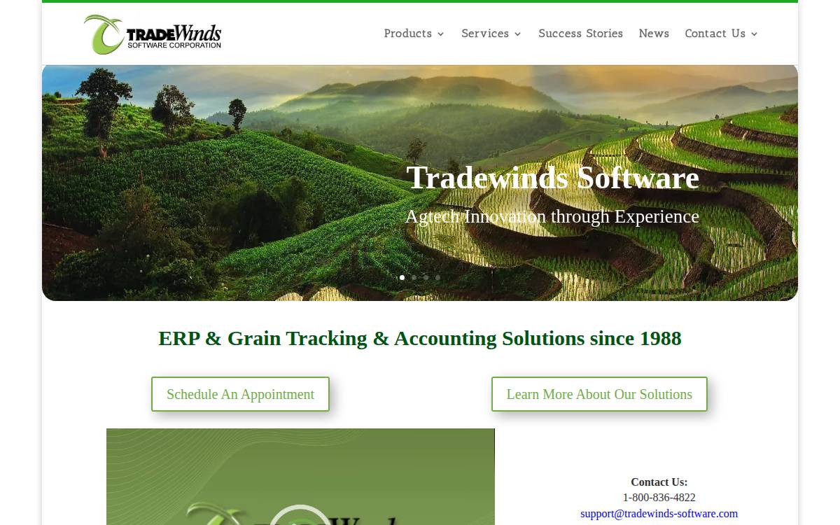 Tradewinds Software Corporation website preview