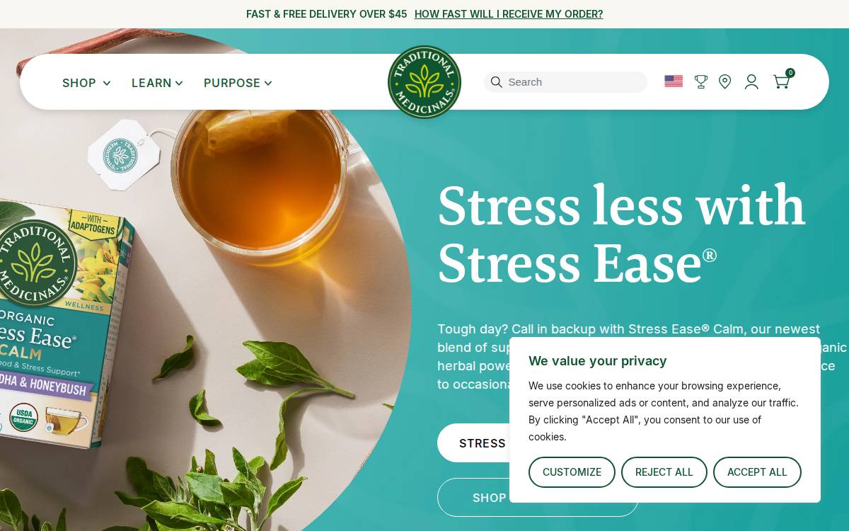 Traditional Medicinals website preview