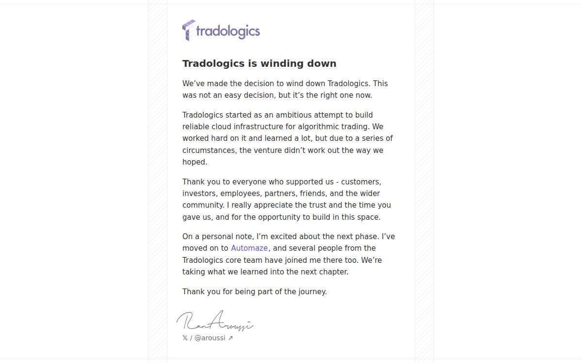 Tradologics website preview