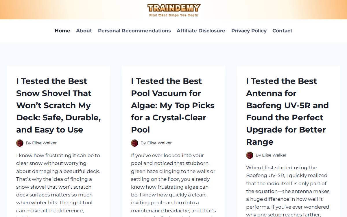 Traindemy website preview