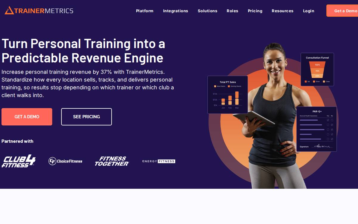 TrainerMetrics website preview