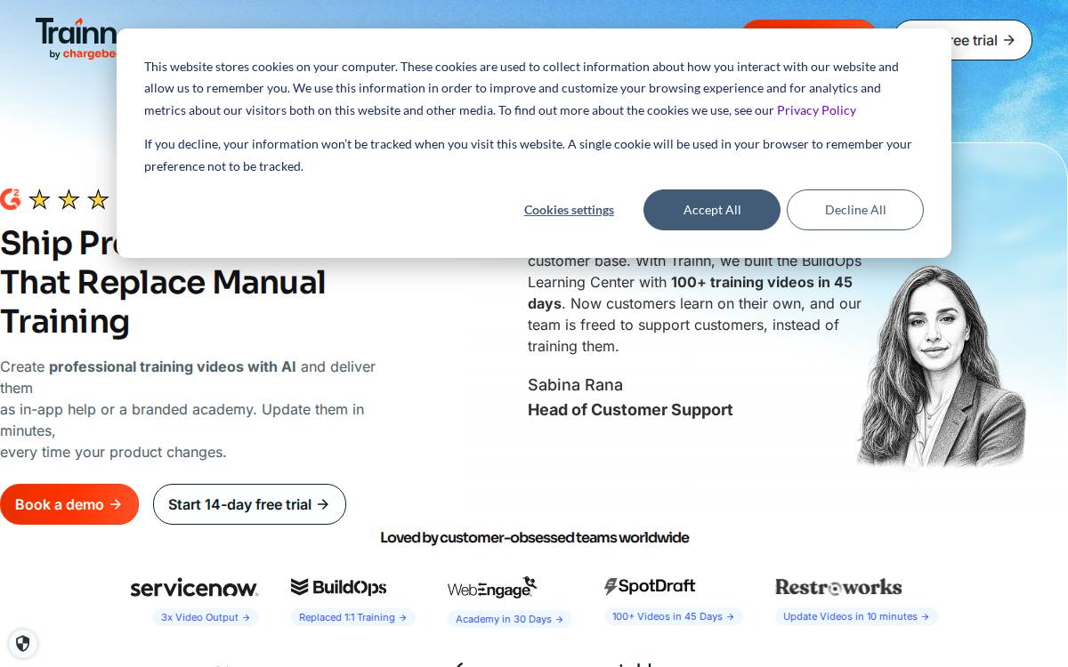 Trainn website preview