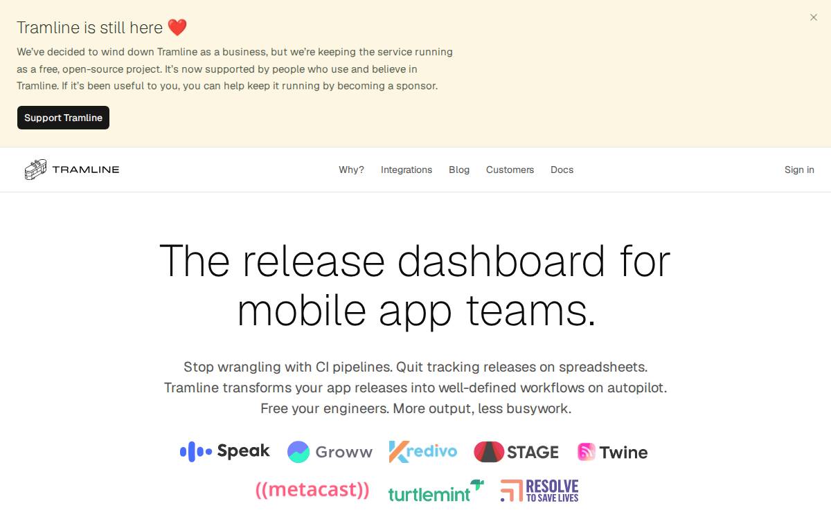 Tramline website preview