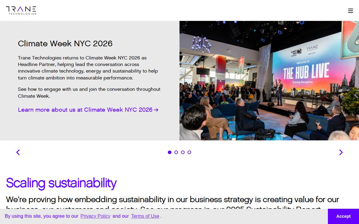 Trane Technologies website preview
