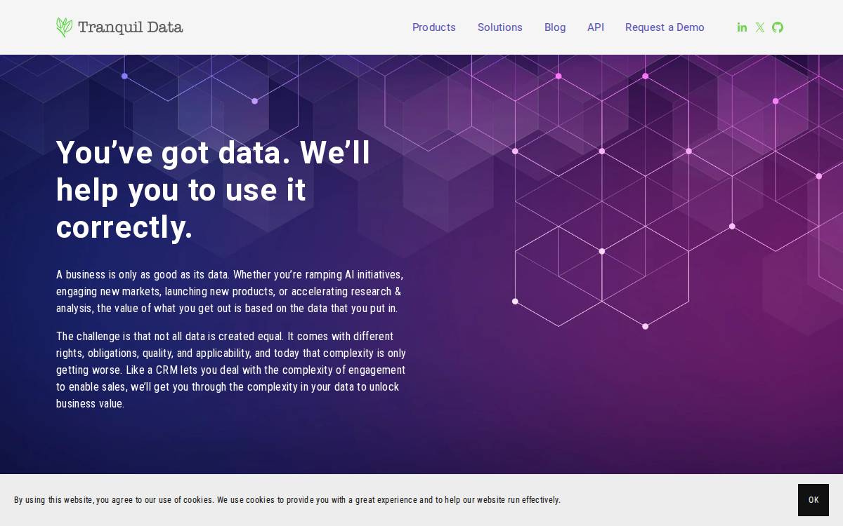 Tranquil Data website preview