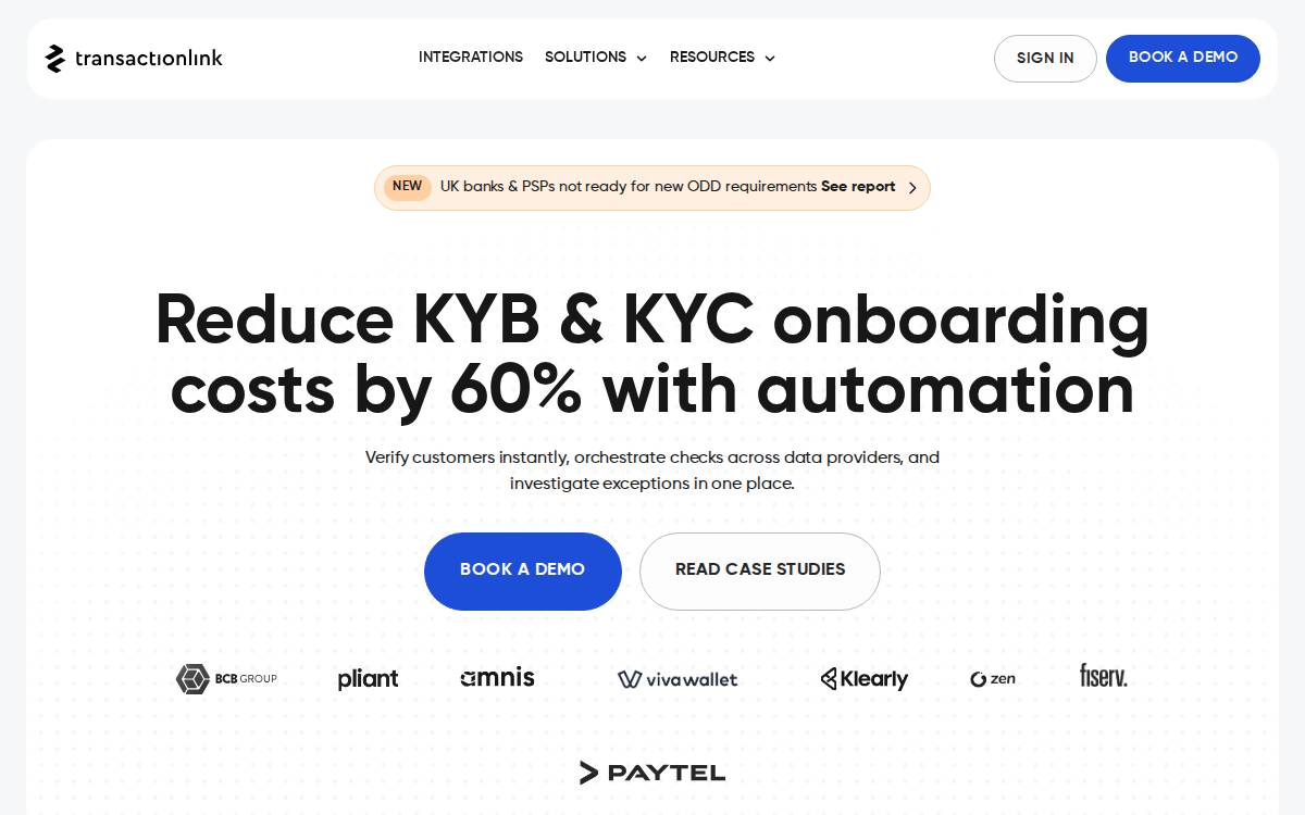 TransactionLink website preview