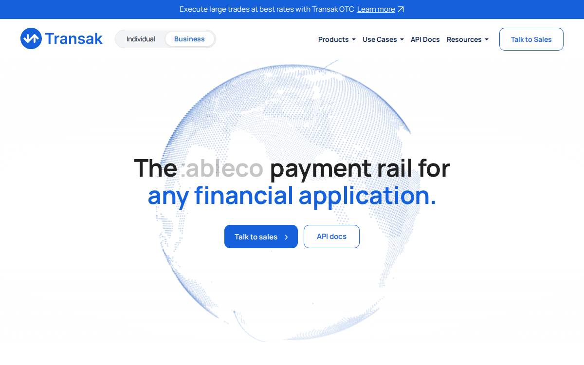 Transak website preview