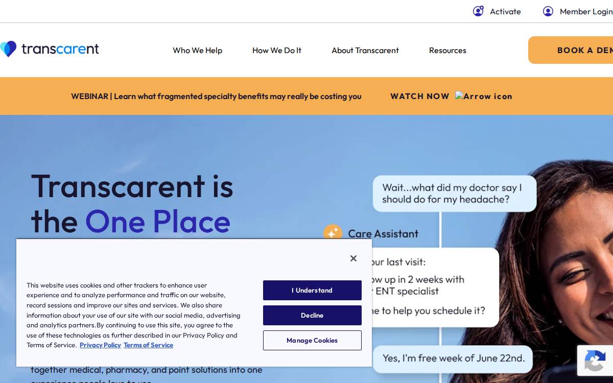 Transcarent website preview