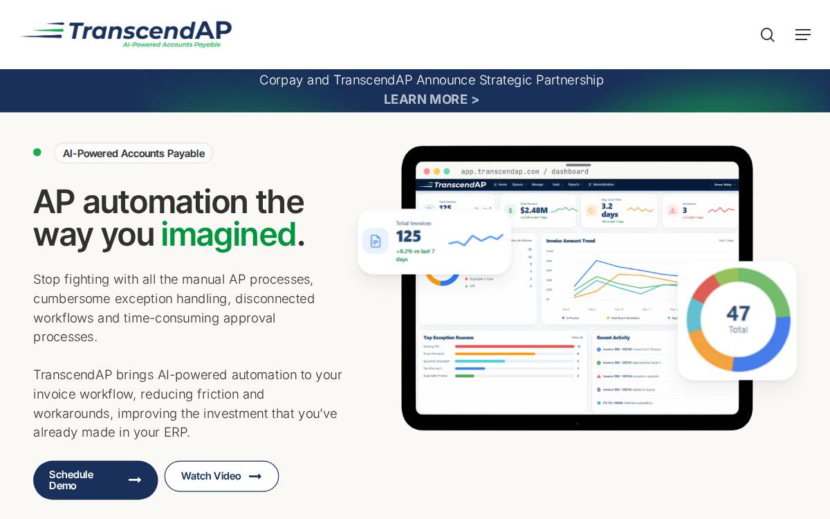 TranscendAP website preview