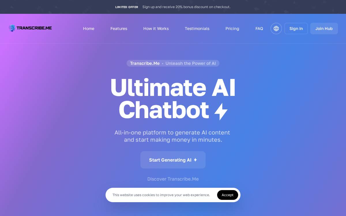 Transcribe website preview