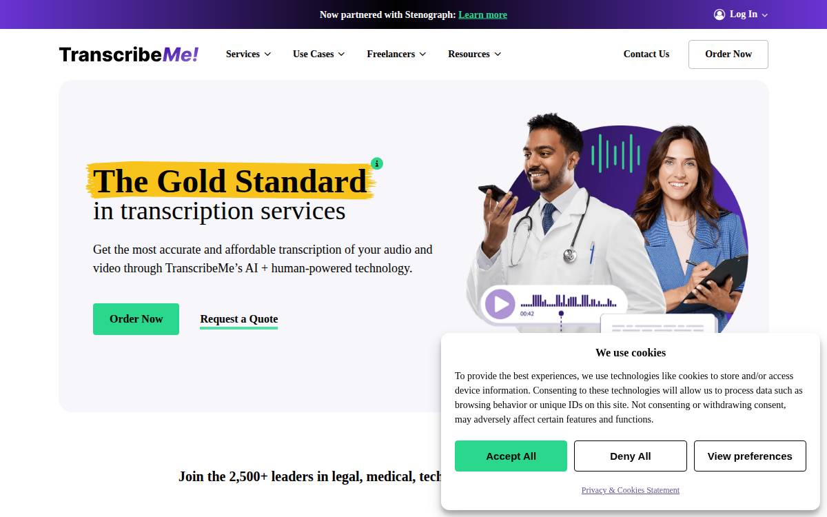 TranscribeMe website preview