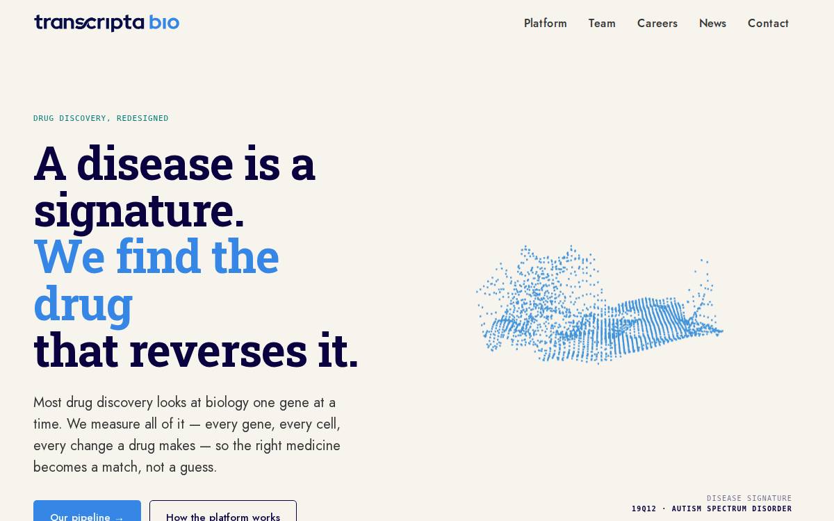 Transcripta Bio website preview