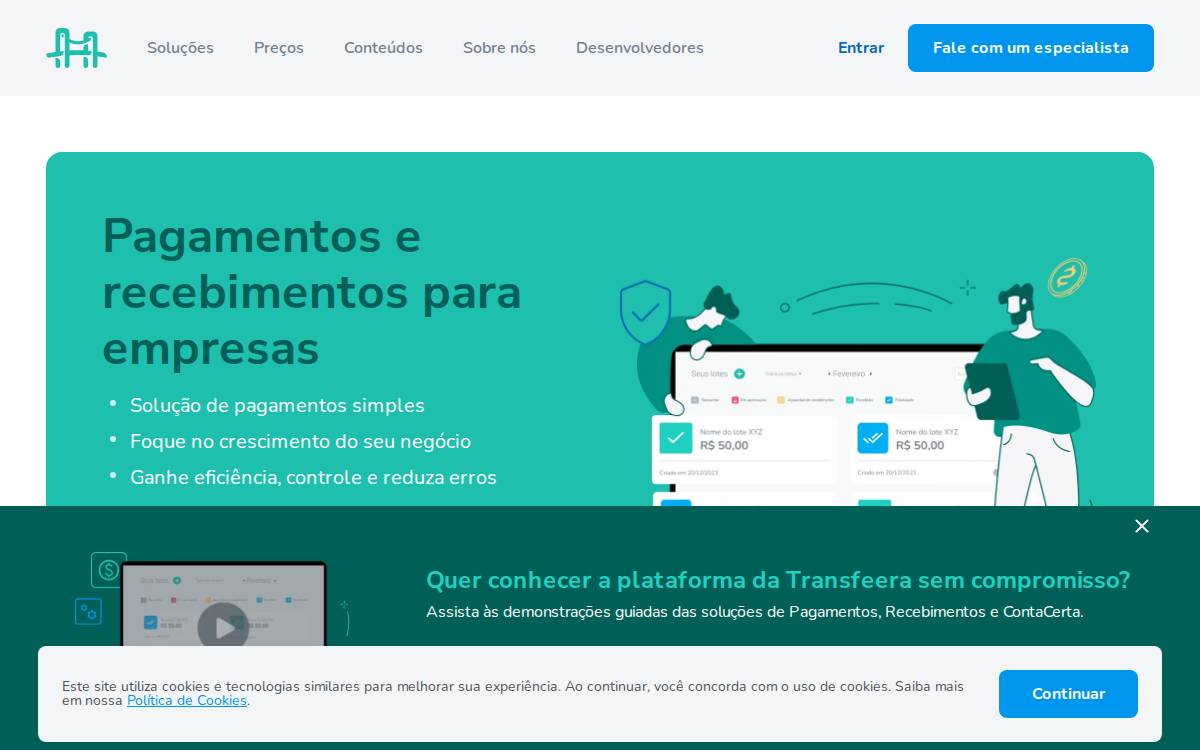 Transfeera website preview