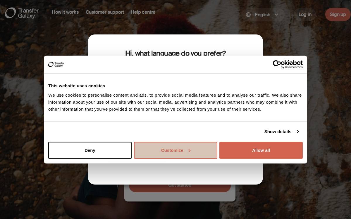 Transfer Galaxy website preview