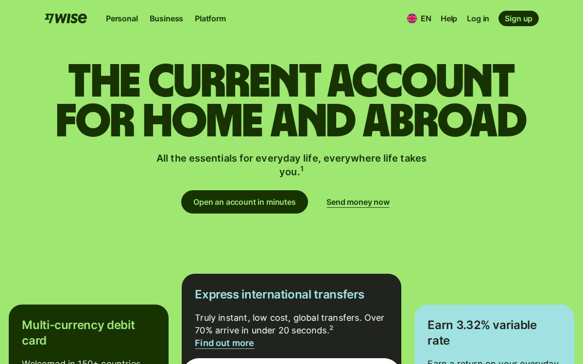 TransferWise website preview