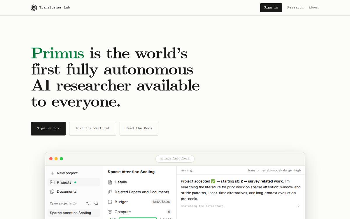 Transformer Lab website preview