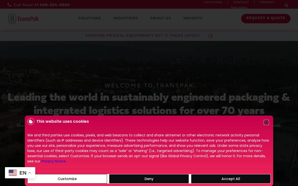 TransPak Inc. website preview