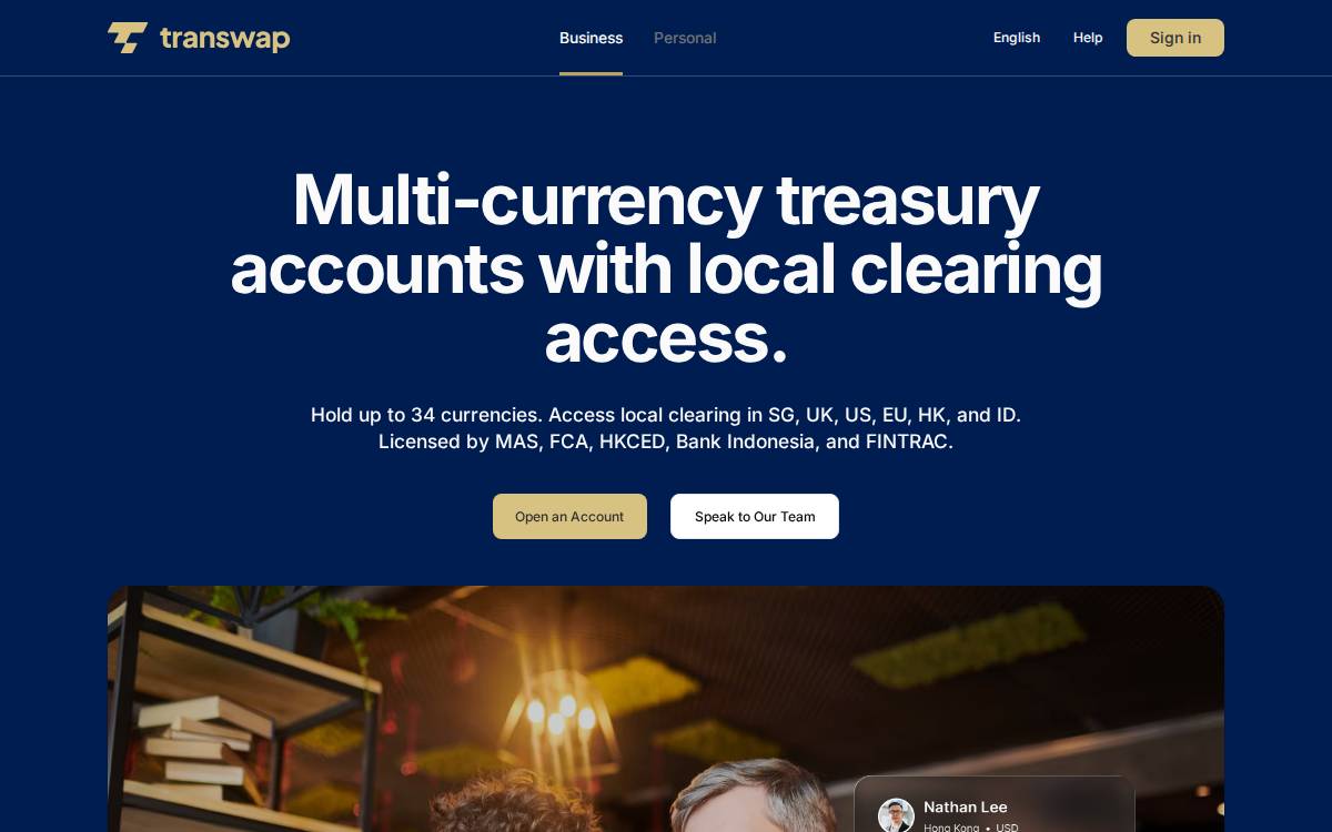 Transwap website preview