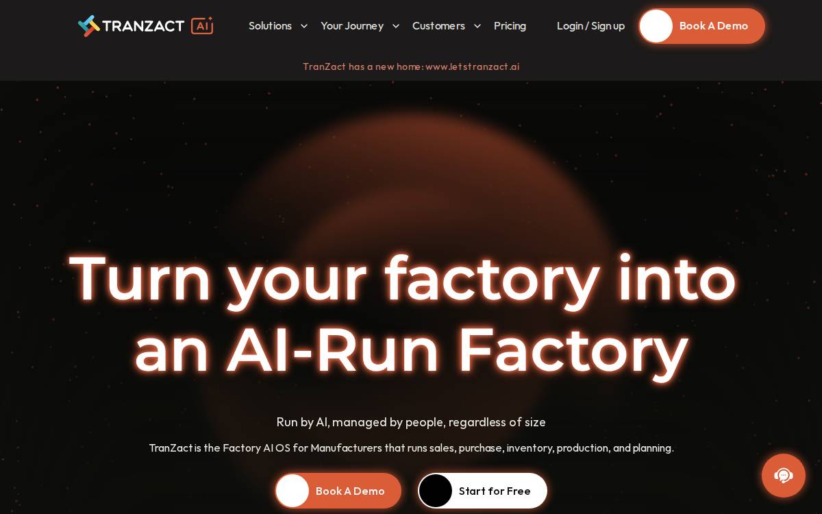 TranZact website preview