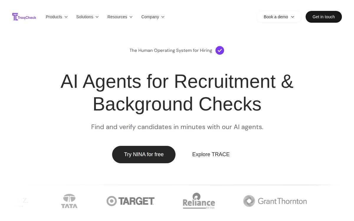 Traqcheck website preview
