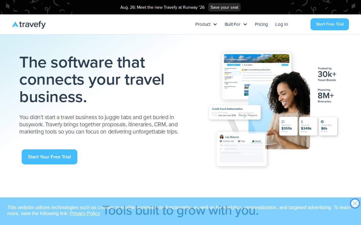 Travefy website preview